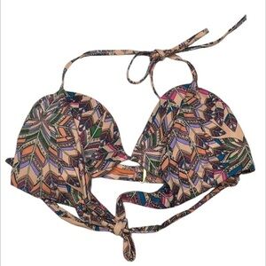 Urban Sea pink patterned wrap bikini swim top size large